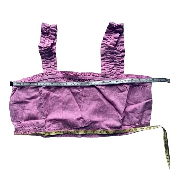 BP gathered linen blend crop tank top purple tulip ruffled square neck size 1X - Picture 11 of 12